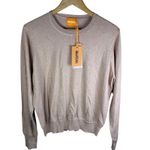 WISPR Winnie Silk Blend Crew Soft Camel Women Sweater Large Decorative Stitching Tan Photo 1