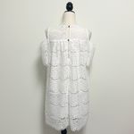 Umgee  White Lace Overlay Cold Shoulder Short Sleeve Oversized A Line Dress Small Photo 3