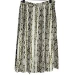 J.Crew Snakeskin Pleated A Line Silhouette Flowy Lined Midi Skirt 2 Cream Brown Photo 4