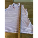 Adidas  Womens Golf Sleeveless‎ Polo Shirt Pink Stripe Size Medium Athleisure Top Photo 5