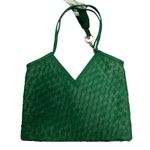 White House | Black Market  Women's Green Woven Vegan Leather Shoulder Bag Photo 2