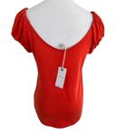 Lucky Brand Deep Rust Orange Loose Fit Ruched Cap Sleeve Rayon Top XS NWT Photo 2