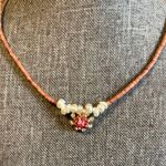 Handmade Pink Sparkle Pendant White Fresh Water Pearl Choker Set / Vintage Ring Photo 2