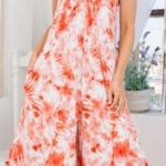 Tie Dye Wide Leg Jumpsuit Orange Size M Photo 0