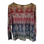 Moon Collection  Colorful Geometric Long Sleeve Top Photo 3
