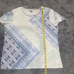 Christopher & Banks Women XL Blue Green Floral Medallion Short Sleeve Top Photo 6