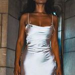 ZARA dress maxi satin rhinstone bow wedding slip on evening party coctail Photo 1