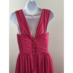 Women's Hot Pink Long Formal Dress by Pomuyoo, Sz: 6, Corset Back (b2A) Photo 3