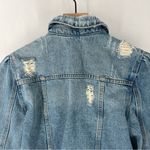 Moon River Light Blue Denim Ripped Distressed Puff Shoulder Jean Jacket Size S Photo 11