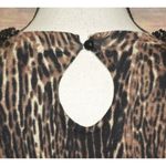 Carmen Marc Valvo Carmen Mark Valvo Cheetah Animal Print Thin Knit Sweater Beaded Neckline Size S Photo 7