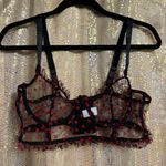 Sexy Black Sheer Red Hearts Lingerie Corset Bra Top Large NWOT Photo 0