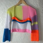 Neon Crocheted Cropped Sweater Pink Photo 0