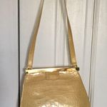 Lamarthe Vintage  Purse Clutch Bag Gold Matte Crocodile Pattern Shoulder Bag Photo 4