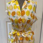 LA Soul Citrus print yellow and white pleated skirt 100% cotton sleeveless Dress Size XL Photo 0
