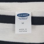 Old Navy Black & Ivory Stripe 3/4 Sleeve with Tie Detail Top Size M Photo 5