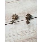 Vintage Clip On Earrings Starburst with Clear Gem Photo 3