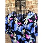 Disney Tinkerbell Scrub Top Medium Blue Butterflies RN Nurse Vet Tech C… Photo 3