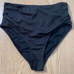 B22 New Women’s Brief Style Ruched Ribbed Swimsuit 🩱 Bottoms Black size Large Photo 0