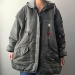 VINTAGE silver gray long puffer jacket Size M Photo 0