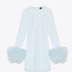 ZARA  Pastel Blue Short Tulle Cuff Volume Dress Photo 5