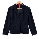 Oscar de la Renta Blazer Jacket Women 10 Black Polyester Rayon Lace Trim Pockets Photo 0