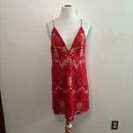 Free People  Red Night Shimmers Lace Mini Dress‎ Sequin Deep V-Neck Party Size 8 Photo 1