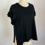 Current/Elliott Recrafted Ruffle Tee in Black Photo 1