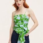Kate Spade X Target NWOT Ruched Linen Floral Print Tank Top Green/White XS Green Photo 0