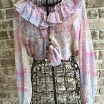 ZARA Ruffled Knotted Crop Top Blouse Medium Paisley Abstract Gold Color … Photo 0