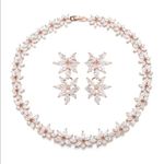 Eye Candy Luxe Abigail Crystal Leaf Statement Necklace & Earrings Set Photo 0