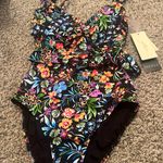 Gottex Women's Flora V- Neck Surplice Ruffle One Piece Photo 5