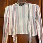 Lulu’s long sleeve, tie front crop top pin, blue, white stripes size m Pink Size M Photo 0