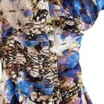 Karen Millen  Placed Border Print Tie Strap Metallic Smocked Midi Dress US 20 Photo 16
