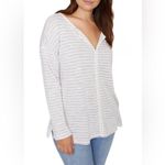 Sanctuary ‎ Curve Elina Metallic-stripe Split-Neck Long Sleeve Tee Shirt Size 2X Photo 1