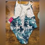 Tropical Leaf Print Swimsuit Green Photo 2