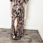 Hemant and Nandita [] Sion Maxi Wrap Dress Metallic Gold Puff Sleeves V-Neck Sz XS Photo 6
