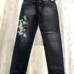 Annie Griffin Griffin Black Distressed Embroidered Jeans NWT  Photo 0