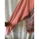 Anthropologie Akemi + Kin Peach Embroidered Bohemian Crew Neck Sweatshirt S Photo 3