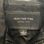 Andrew Marc  black leather belted jacket coat with zipper woman size large Photo 6