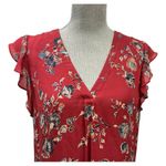 Joie  Almarie B Tandoori Red Floral Silk Ruffle Lightweight
Mini Dress Size M Photo 6