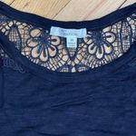 89th & Madison Navy Lace Sleeve Spandex Blend Top Plus Size 3X Blue Photo 1