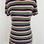 ZARA Multicolor Striped Short Sleeve Crewneck T-Shirt Size Small Photo 1