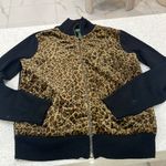Ralph Lauren LAUREN  Sweater Cardigan Leopard Quilted Velvet Black size med Photo 1