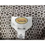 Talbots  Brown and White Geometric Silk Professional Long Sleeve Blouse Photo 2