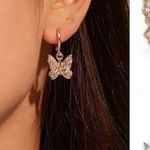 Princess Polly Silver butterfly rhinestone dangly earrings 🦋 Photo 2