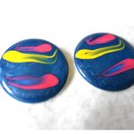 Source Unknown Vintage Art Deco Hand Painted Enamel Cottagecore 1.5" Post/Stud Earrings Photo 1