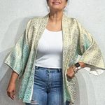 Vintage Handmade Metallic Kimono Blazer Sz L White Size L Photo 0