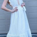 Revolve Majorelle by Plunge Neck Flutter Sleeve White Eyelet Maxi Wrap Dress S Photo 5