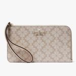 Kate Spade NWT Lucy Flower Medium Zip Wristlet in Dark Beige KG487 Photo 0