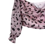 Leith Crop Top Womens M Pink Floral Off the Shoulder Balloon Sleeve Coquette Photo 1